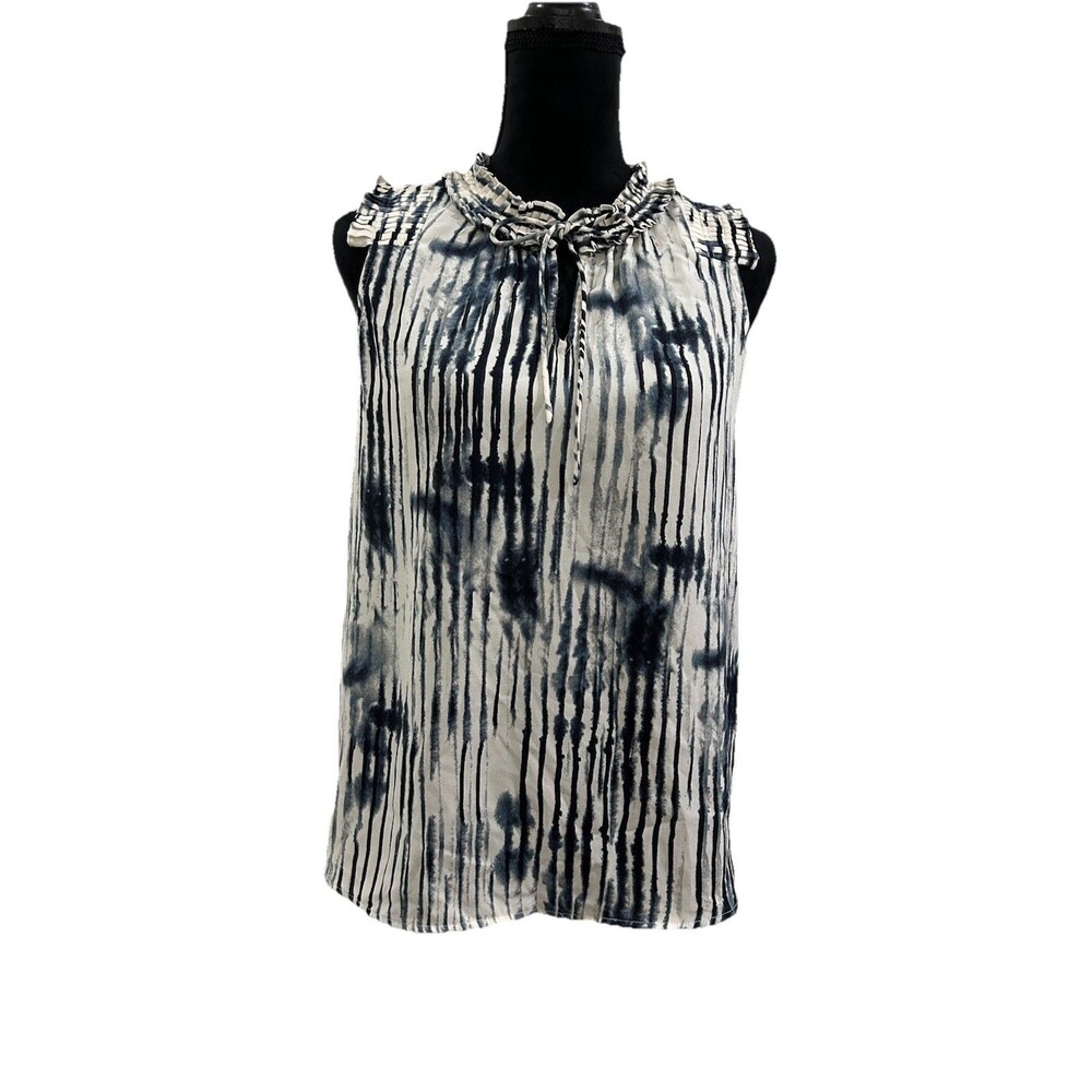Simply Vera Wang Womens Sz S Top Pullover Sleeveless Ruffle Tie Neck Key Hole